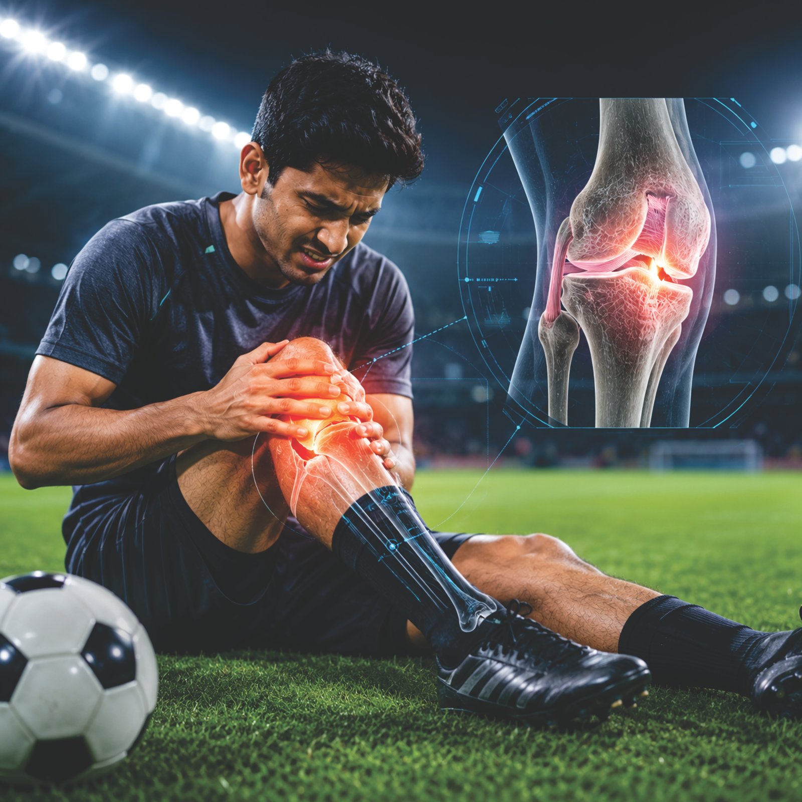 Patient with knee pain receiving specialist care